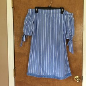 Vertical Striped Baby Blue Dress